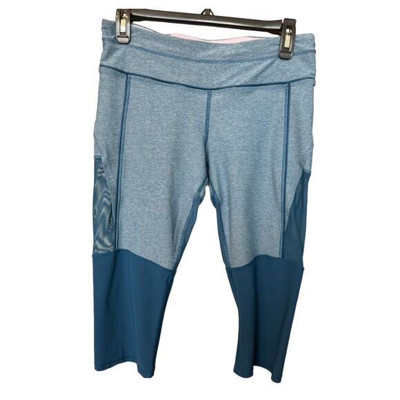LULULEMON ~  Poseidon Blue Mesh Training Tough Crop Leggings Size 8 - Picture 3 of 8